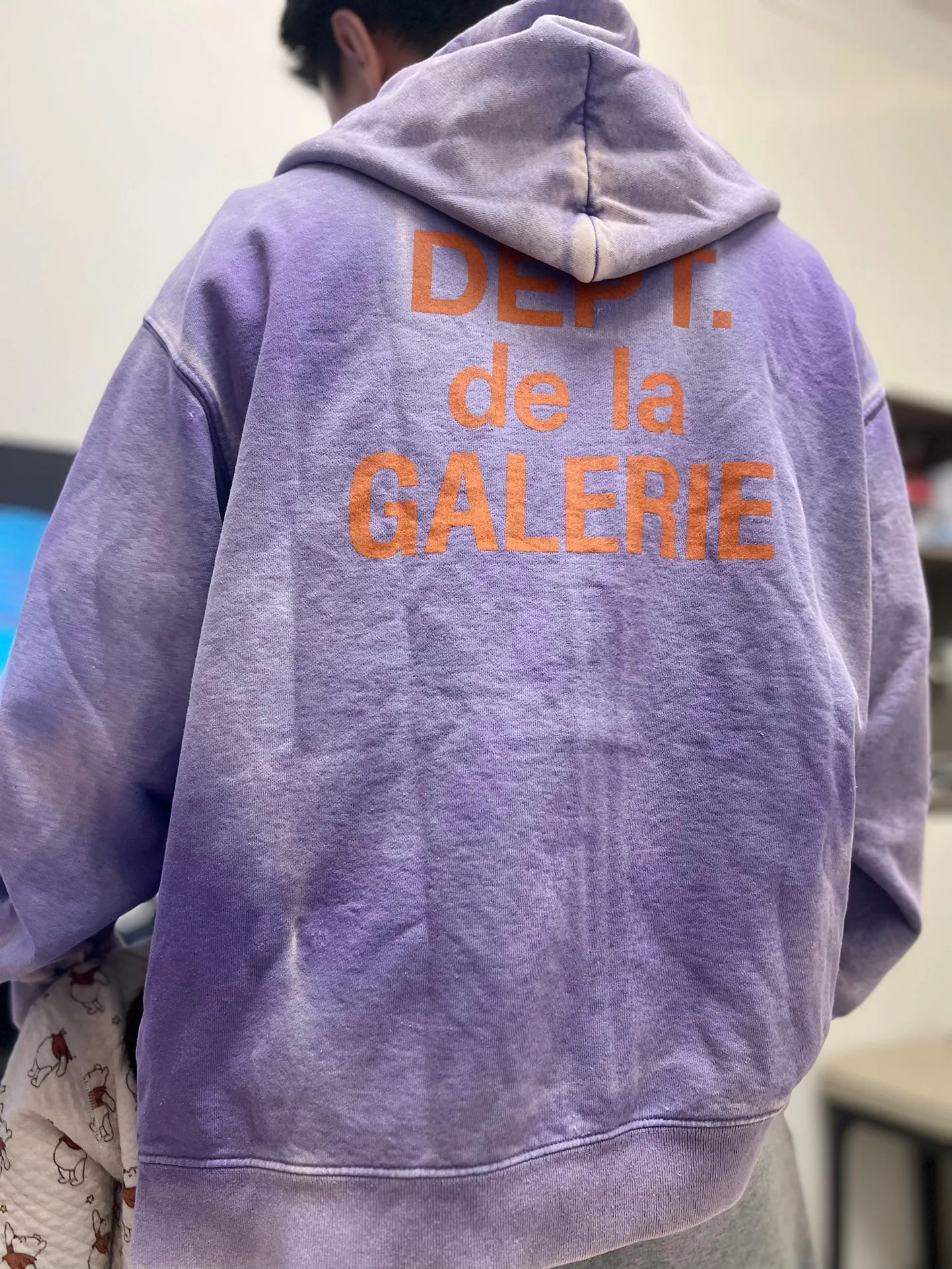 The same style as the owner GALLERY DEPT. FRENCH ZIP HOODIE water corrugated French zipper hole hoodie, sun washed purple, washed purple S-XL, ready-to-wear dyeing, hand-stitched and heavy-weighted, faded, super-heavy washing, hand-hanging holes, bone edges turned white, molded and customized with G LOGO zipper